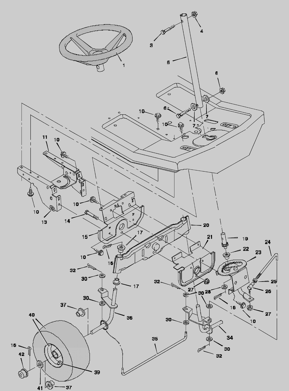 Steering Diagram and Parts List for 30546X4A  Briggs and Stratton Lawn Tractor